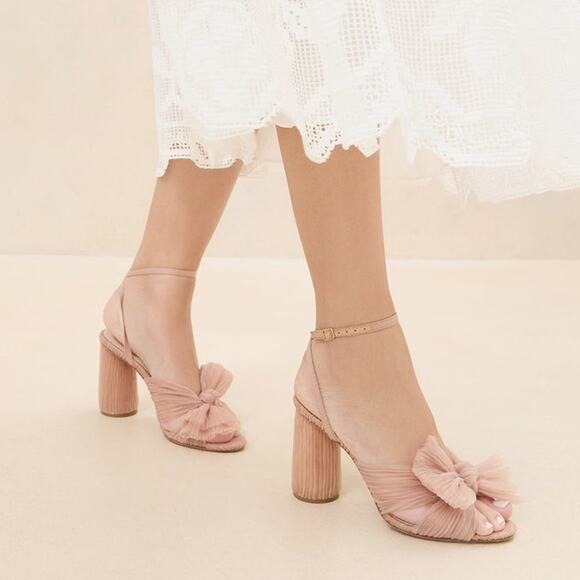 Loeffler Randall Camellia Knotted Metallic Sandals Peach - 8.5